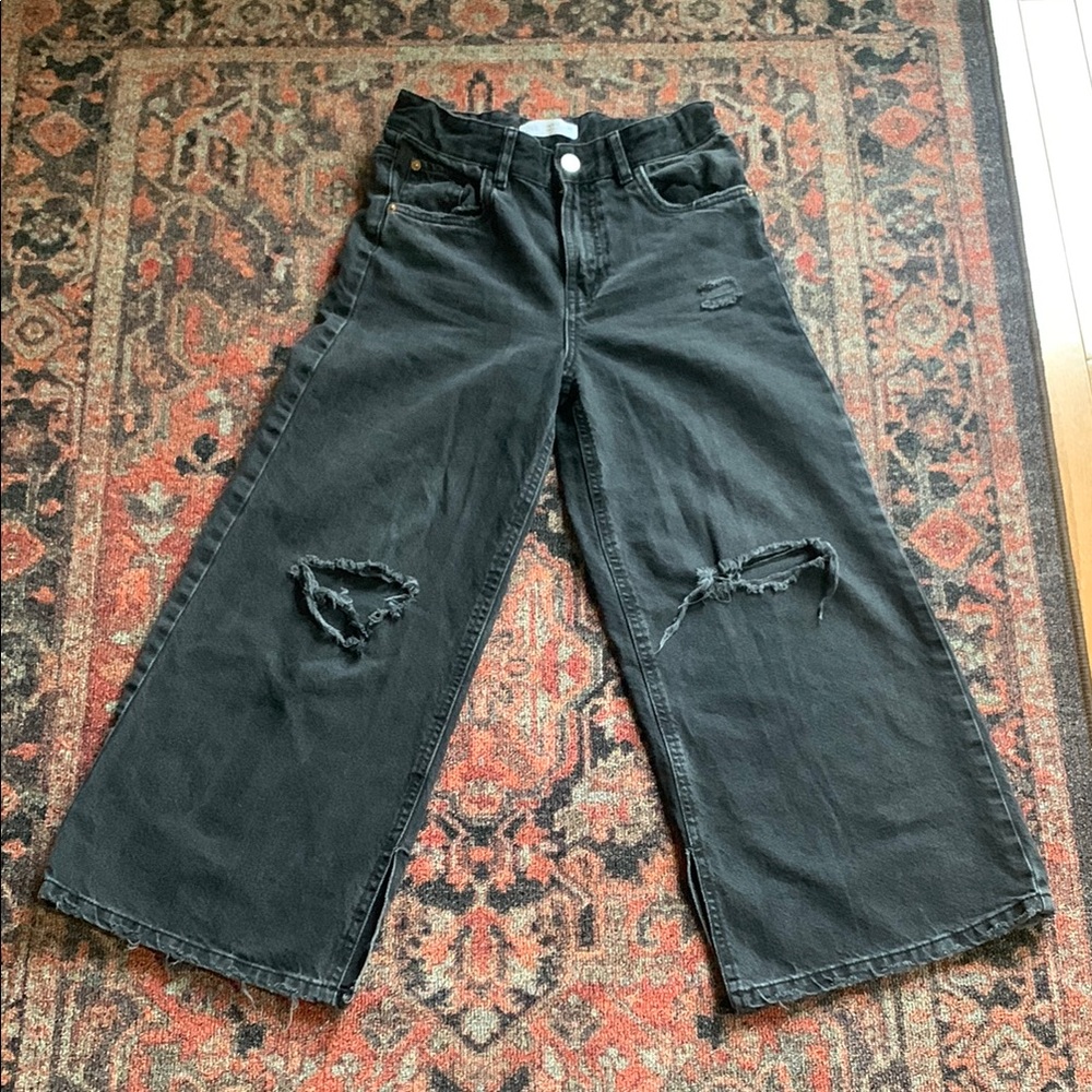 Zara Charcoal Wide-Leg Jeans